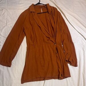 Free People Burnt Orange Textured Blazer